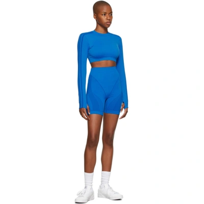 Shop Adidas X Ivy Park Knit Seamless Sport Shorts In Glory Blue/team Royal Blue