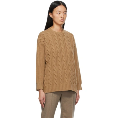 Shop Max Mara Wool Cannes Cable Sweater In Camel