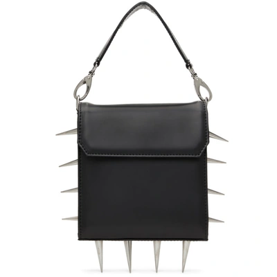 Shop Junya Watanabe Black Glossy Leather Spike Tall Bag