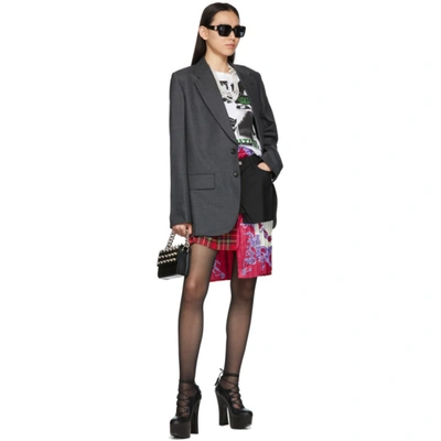 Shop Junya Watanabe Paneled Tartan Scarf Skirt In Black/pink/red