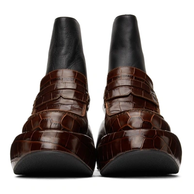 Shop Loewe Brown & Black Wedge Loafer Boots In Dark Brown/black