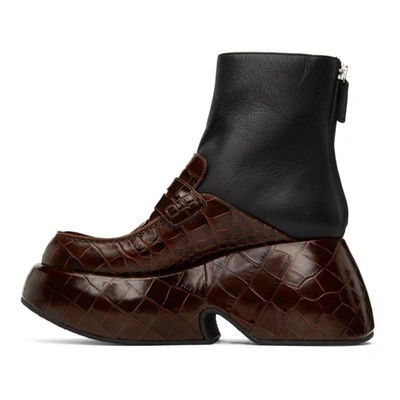 Shop Loewe Brown & Black Wedge Loafer Boots In Dark Brown/black