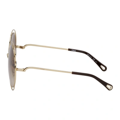 Shop Chloé Gold Carlina Round Sunglasses
