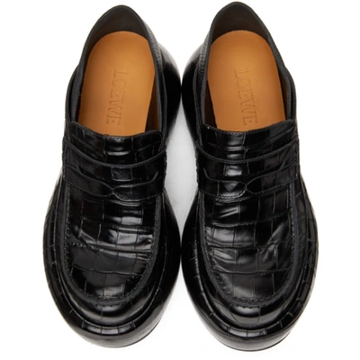 Shop Loewe Black Wedge Slip-on Loafers