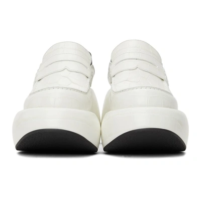 Shop Loewe White Wedge Slip-on Loafers In Soft White/black