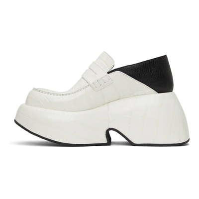 Shop Loewe White Wedge Slip-on Loafers In Soft White/black