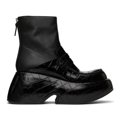 Shop Loewe Black Wedge Loafer Boots