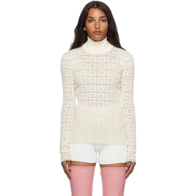 Shop Givenchy Off-white Open-knit 4g Turtleneck In 130 Off White