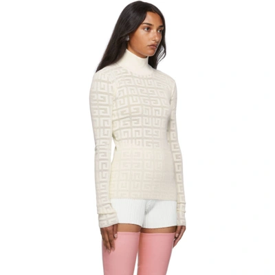 Shop Givenchy Off-white Open-knit 4g Turtleneck In 130 Off White