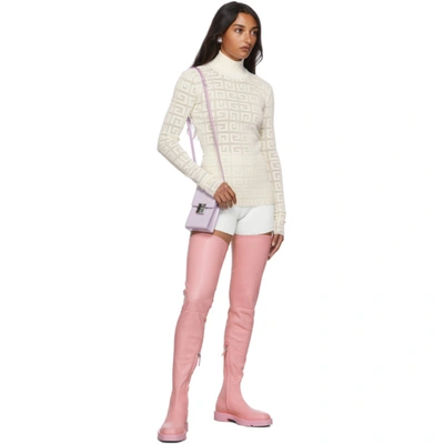 Shop Givenchy Off-white Open-knit 4g Turtleneck In 130 Off White