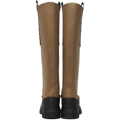 Shop Ganni Brown Recycled Rubber Country Tall Boots In Fossil