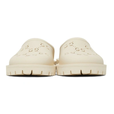 Shop Gucci Off-white Rubber Gg Loafers In Mystic White