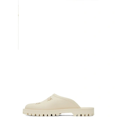 Shop Gucci Off-white Rubber Gg Loafers In Mystic White