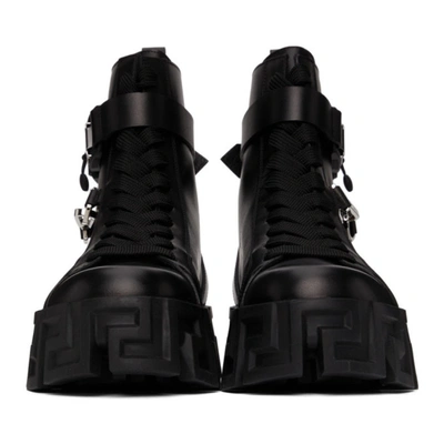 Shop Versace Black Greca Labyrinth Boots