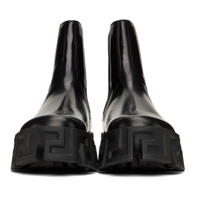 Shop Versace Black Greca Labyrinth Chelsea Boots