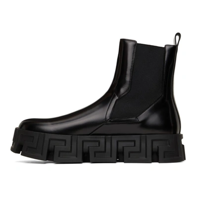 Shop Versace Black Greca Labyrinth Chelsea Boots