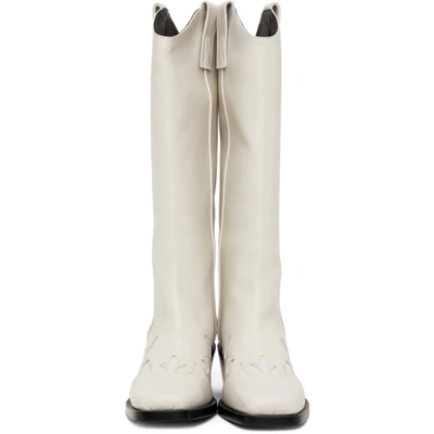 Shop Msgm Square Toe Cowboy Boots In White