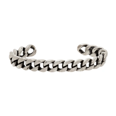 Shop Saint Laurent Curb Chain Cuff Bracelet In Argent