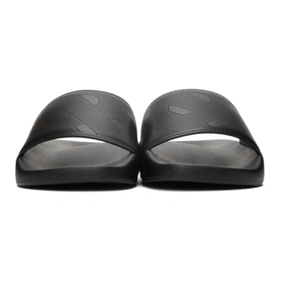Shop Burberry Leather Perforated Monogram Slides In Black