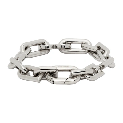 Shop Balenciaga Thin B Chain Bracelet In Shiny Silver