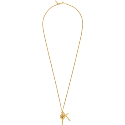 Shop Emanuele Bicocchi Gold Cross & Key Pendant Necklace