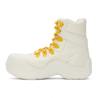 Shop Bottega Veneta Puddle Bomber Boots In String/yellow