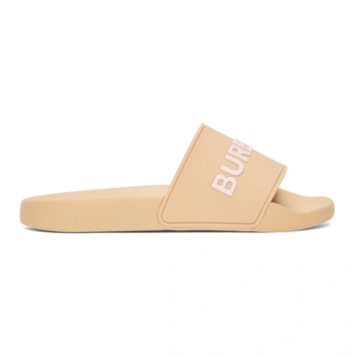 Shop Burberry Rubber Furley Solid Slides In Pink