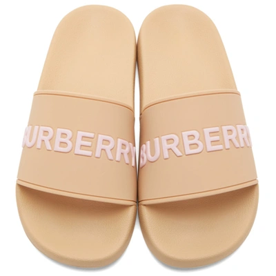 Shop Burberry Rubber Furley Solid Slides In Pink