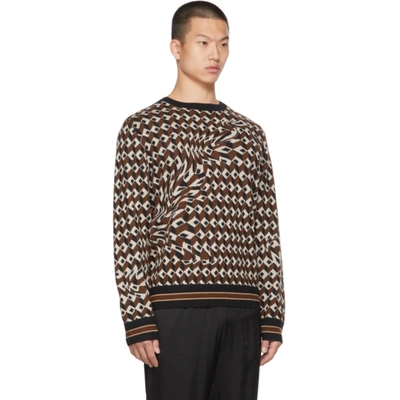 Shop Dries Van Noten Brown & White Jacquard Sweater