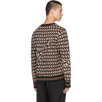 Shop Dries Van Noten Brown & White Jacquard Sweater