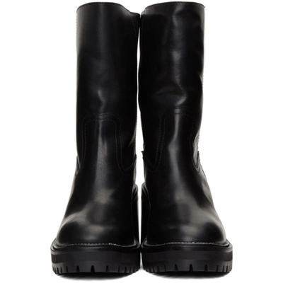 Shop Jimmy Choo Black Leather Yola 80 Boots In Black/natural