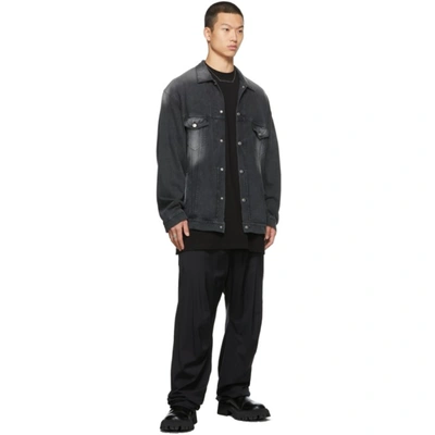 Shop Balenciaga Denim Trompe L'oeil Jacket In Black