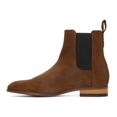 Shop Hugo Suede Chelsea Boots In Medium Brown