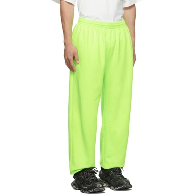 Shop Balenciaga Fleece Lounge Pants In Fluorescent Green