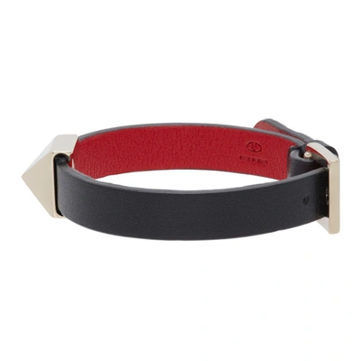 Shop Valentino Black  Garavani Roman Stud Bracelet In Black/red