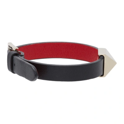 Shop Valentino Black  Garavani Roman Stud Bracelet In Black/red