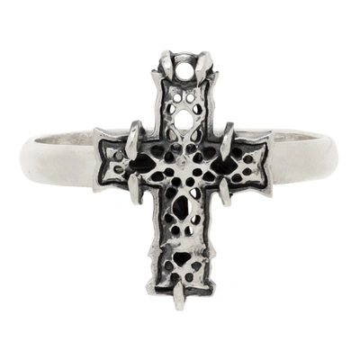 Shop Emanuele Bicocchi Cross Small Ring In Silver