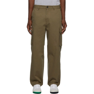 Shop Noah Herringbone Cargo Pants In Army Green