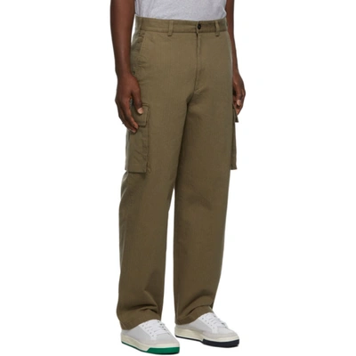 Shop Noah Herringbone Cargo Pants In Army Green