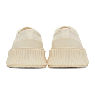 Shop Jil Sander Off-white Canvas Platform Sneakers In Ivory