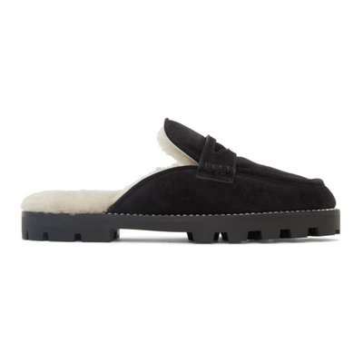 Shop Jimmy Choo Black Suede Ronnie Slip-on Loafers