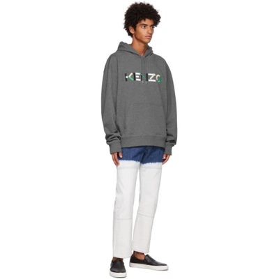 Shop Kenzo Grey Logo Oversized Hoodie In Misty Grey