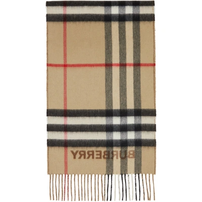 Burberry Check-pattern Cashmere-blend Scarf In Archive Beige/birch Brown