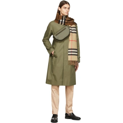 Shop Burberry Cashmere Contrast Check Scarf In Archive Beige/birch Brown