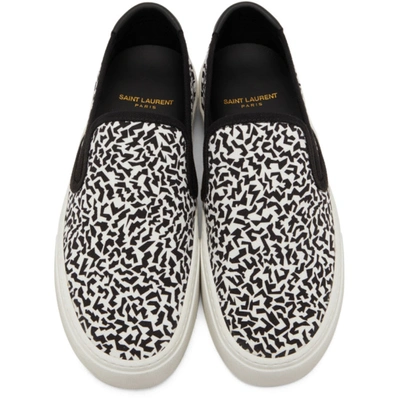 Shop Saint Laurent Printed Venice Slip-on Sneakers In White/black