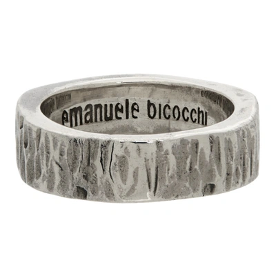 Shop Emanuele Bicocchi Textured Record Ring In Silver