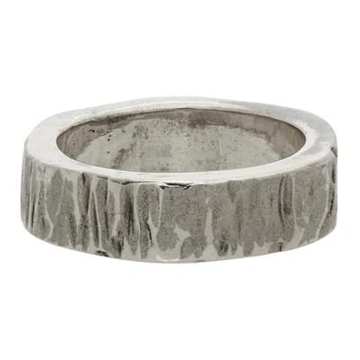 Shop Emanuele Bicocchi Textured Record Ring In Silver