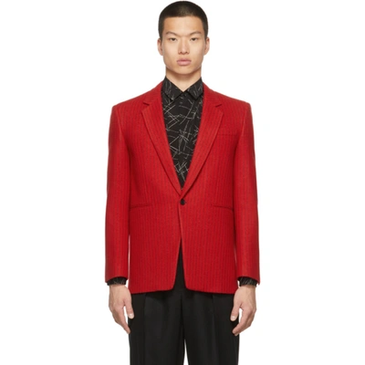 Shop Saint Laurent Wool Striped Blazer In Red