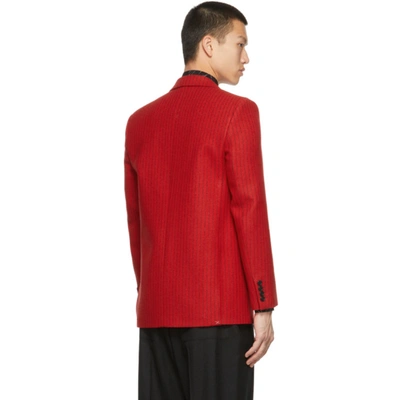Shop Saint Laurent Wool Striped Blazer In Red
