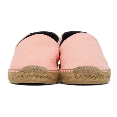 Shop Saint Laurent Canvas Embroidered Logo Espadrilles In 5564 Rose